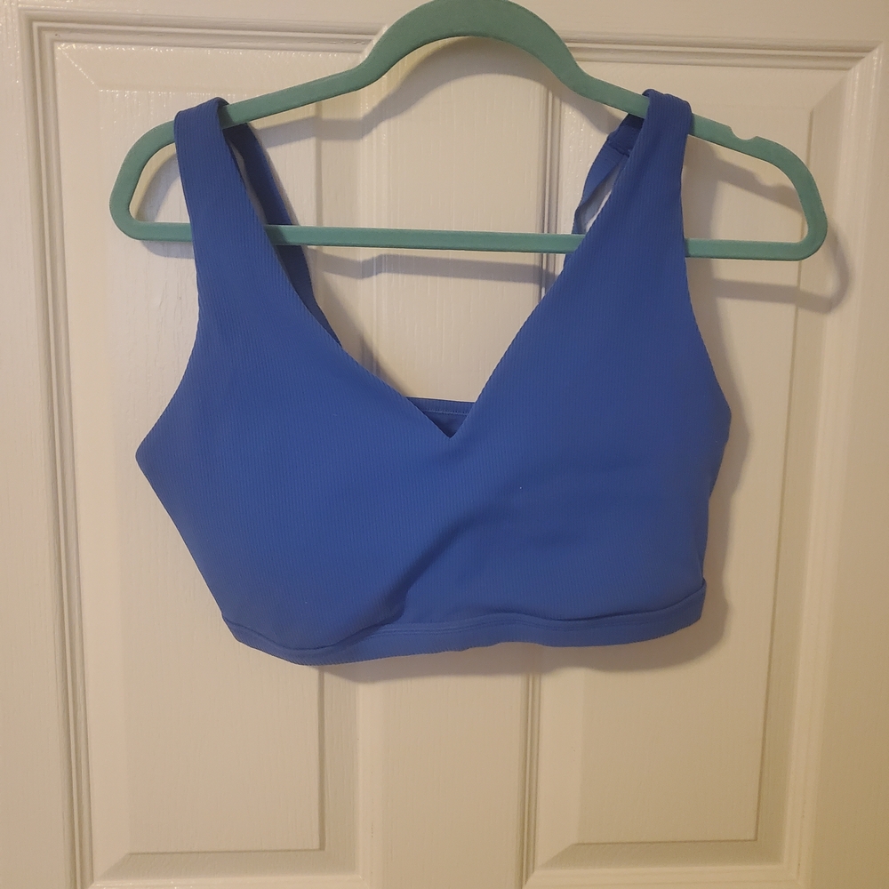 2/$10 Aerie Blue Sports Bra with Wide Straps and V-Neck